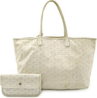 Goyard Gray White Coated Canvas Leather Shoulder Bag Tote Bag (Pre-Owned)