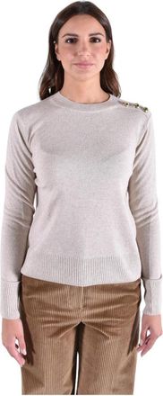 Barbour Gestreepte Gebreide Trui - Dames - Ronde hals truien - Beige - XS - Wol - Truien & Vesten