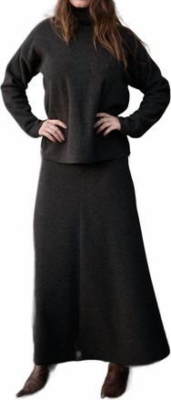 Henriette Steffensen Fleece Long Flared Skirt In Chocolate