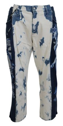 Dolce & Gabbana Dolce Gabbana Cropped Jeans Blauw-wit Print