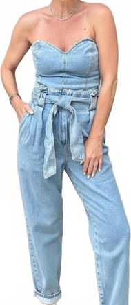 Dress To Suz Strapless Jumpsuit In Blue
