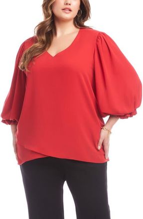 Karen Kane Crossover Hem Asymmetric Top in Tomato at Nordstrom, Size 2X