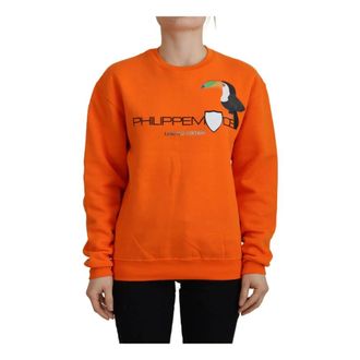 Philippe Model Sweatshirts, female, Orange, Size: 2XS Logo Details Cotton Sweater