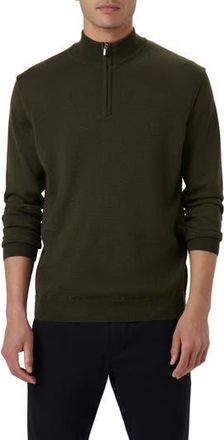 Bugatchi Quarter Zip Merino Wool Pullover in Khaki at Nordstrom Rack, Size Xx-Large