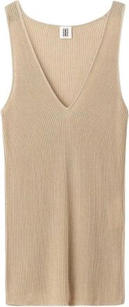 By Malene Birger Rory Mouwloze Rib Top - Dames - Tops zonder mouwen - Beige - M - Tops