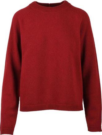 Max Mara Truien & Vesten, Dames, Rood, L, Wol, Damasco Trui met Ronde Hals