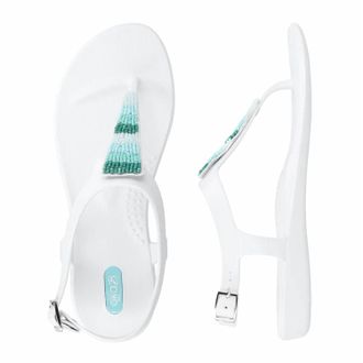 Oka-B Women Bri-Beaded Tri Strap Sandal In Salt/sea Glass