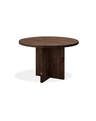Deco Wood Mesa de comedor redonda de madera maciza en tono nogal de &oslash;110x75cm