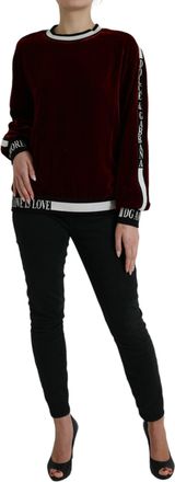 Dolce & Gabbana Womens Velvet Viscose-Silk Sweater Red