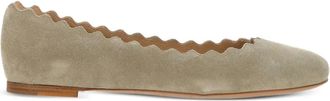 Chlo&eacute; Lauren ballerinas met golvende randen - Groen