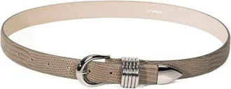 D&eacute;hanche Hollyhock Lizard-Embossed Leather Belt in Grey Snake/silver at Nordstrom, Size X-Small