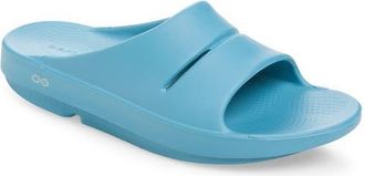 Oofos OOahh Slide Sandal in Ocean Blue at Nordstrom, Size 12