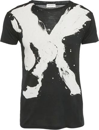 Saint Laurent T-shirt girocollo con grafica - Nero