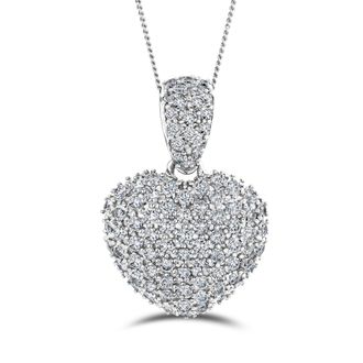 The Diamond Store 2.00ct Lab Diamond Heart Pendant Necklace H/SI Quality in 9K White Gold