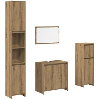 vidaXL Juego De Muebles Ba&ntilde;o 4 Piezas Madera Ingenier&iacute;a Roble Artisan Vidaxl