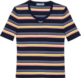 Prada T-shirt a righe - Blu