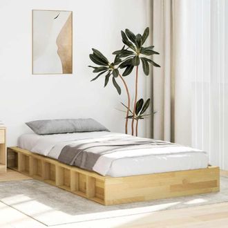 Berkfield Home Bed Frame without Mattress 90x200 cm Solid Wood Oak in Brown