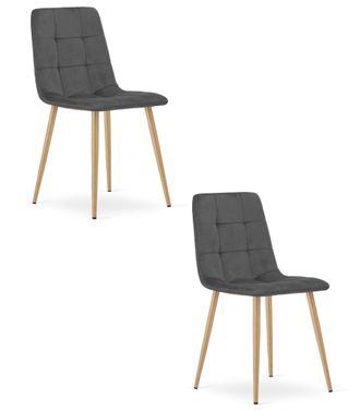 OEM Silla Kara - Terciopelo Gris Oscuro / Patas Color Madera X 2