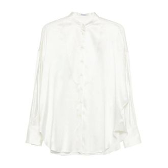 Brunello Cucinelli Camicia con collo alla coreana - - Blouses & Shirts - Donna - Beige - S