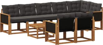 vidaXL Conjunto De Sof&aacute;s De Exterior 9 Uds. Natural Y Negro Vidaxl