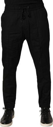 Dolce & Gabbana Black Cotton Skinny Men Jogger Trouser Mens Pants