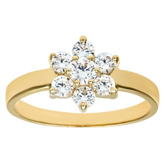 Diamant L'éternel Womens 9ct Yellow Gold Ladies Stone Set Daisy Cluster - Size S