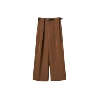 Twinset Wijde broek - Dames - Broeken - Bruin - Maat: XS Poliester