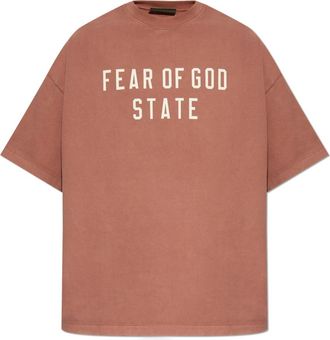 Fear of God Tops, Heren, Roze, XS, Katoen, T-shirt met logo