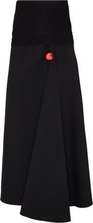 Ferragamo gemstone-detail A-line wool skirt - women - Wool/Rayon/Spandex/Elastane - 40 - Black