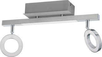 Loops Wall Spot Light Aluminium Chrome Shade Satined Plastic Bulb LED 2x3.2W 1x3.3W