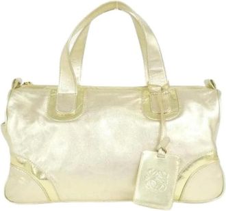Loewe Pre-owned Handbags, female, Yellow, Size: ONE SIZE Pre-owned Metallic Leather Handbag