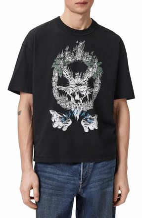 AllSaints Palm Ripper Graphic T-Shirt in Washed Black at Nordstrom, Size Xx-Large