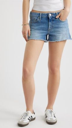 BP. Festival Fray Hem Denim Shorts in Western Wash at Nordstrom, Size 32