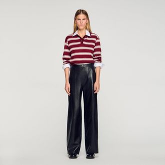 Sandro Pantalon large en cuir