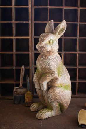 Kalalou Faux Concrete Rabbit - Head Forward