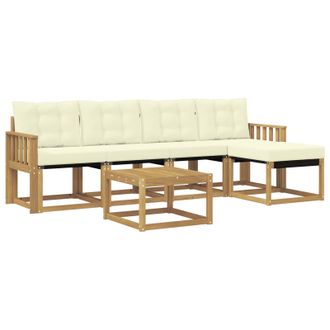 vidaXL Conjunto De Sof&aacute;s De Exterior Con Coj&iacute;n 6 Pcs Blanco Y Crema Vidaxl