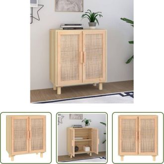 vidaXL vidaXL Credenza con rattan - Credenza Marrone 60x30x70cm Legno Massello Pino Rattan Naturale