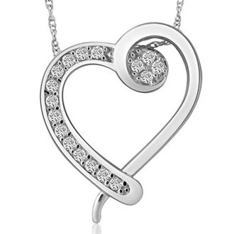 Pompeii3 1/4Ct Diamond Heart Pendant Necklace in 10k White, Yellow, or Rose Gold
