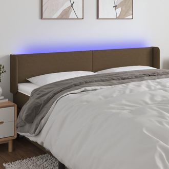 vidaXL Cabecero Con Led De Tela Marr&oacute;n Oscuro 163x16x78/88 Cm Vidaxl