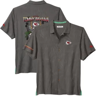 Tommy Bahama Mens Tommy Bahama Gray Kansas City Chiefs Endzone Paradise COOLMAX Button-Up Shirt at Nordstrom, Size Medium