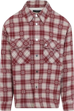 Amiri Deep Red Cotton Padded Overshirt-Uomo