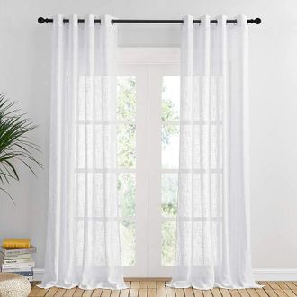 OEM Cortina Blanca Transl&uacute;cida Con Ojales Y Estampado De Cruz, Ideal Para Decoraci&oacute;n Del Hogar, Filtra La Luz, Semitransparente, Perfecta Para Bodas. Medi