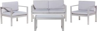 Beliani Conjunto De Jard&iacute;n De Madera Sint&eacute;tica Gris 4 Piezas 2 Sillas Y Mesa De Caf&eacute; Salerno