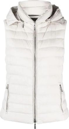 Moorer Beige Puffed Vest - Dames - Bodywarmers - Grijs - 3XS - Nylon - Jassen