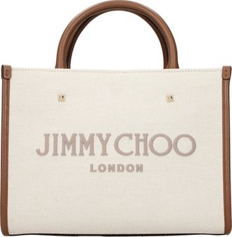 Jimmy Choo London Handtassen Avenue Damesstof Beige/Tan En Wit
