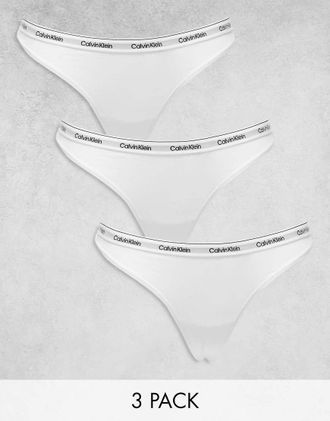 Calvin Klein Modern Logo 3 pack thong in white