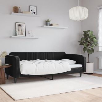 vidaXL Sof&aacute; Cama Sin Colch&oacute;n Terciopelo Negro 90x200 Cm Vidaxl