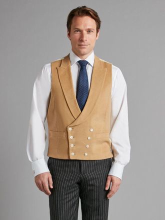 Oliver Brown Double Breasted Doeskin Waistcoat - Straw
