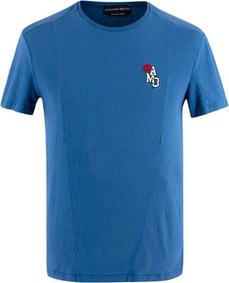 Alexander McQueen Blue Embroidered Logo T-shirt Size XS