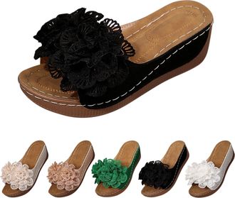 Generic Platform Wedge Sandals for Women UK Heels Open Toe Retro Non Slip Comfy Ladies Summer Flat Breathable Comfortable Slip On Sandals with Arch Support We